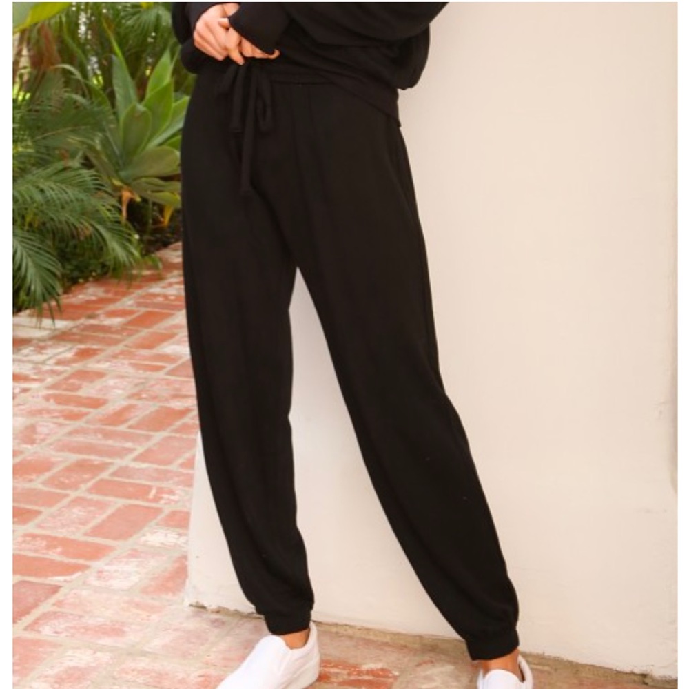 LNA Brushed Terry Relaxed Black Jogger Sweatpants